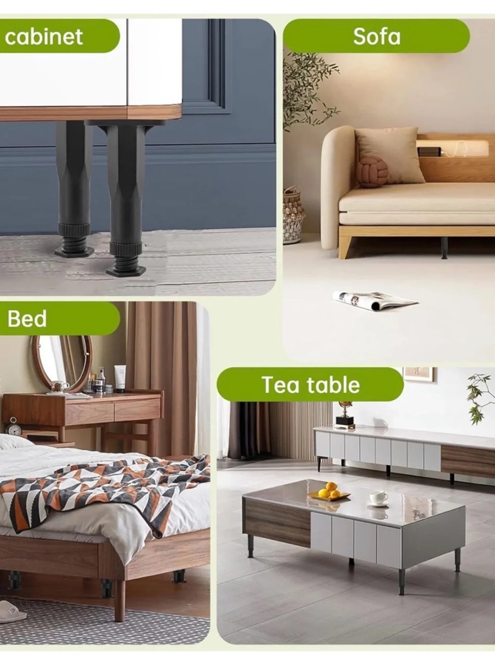Adjustable Black Bed Frame or furniture risers or  Support 6 pack